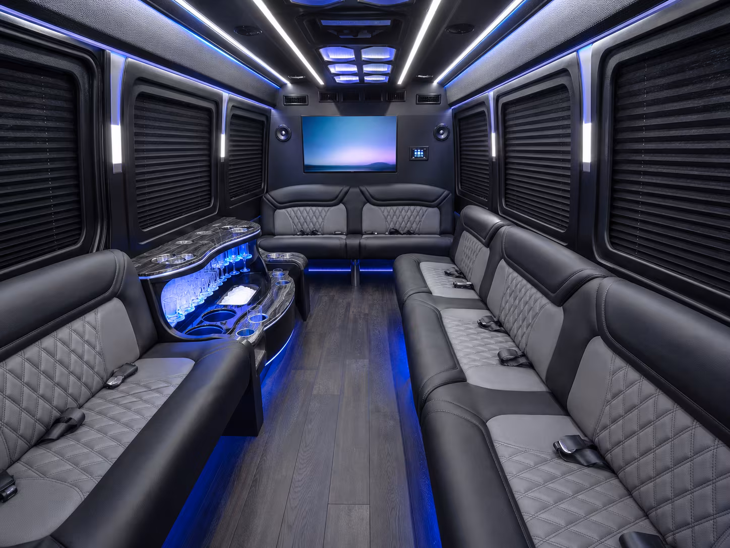 kansas city 50 passenger party bus inside